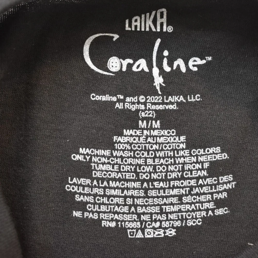 Coraline Womens Creeping Shadow Behind Coraline Black Shirt New - Picture 5 of 5
